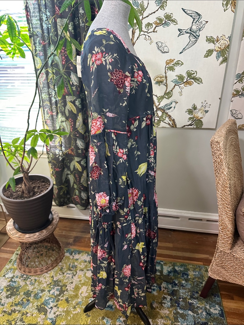 New Anthropologie EVELIN Small
Blue Green Grey Tone Tiered Floral Peasant Maxi - Picture 13 of 17